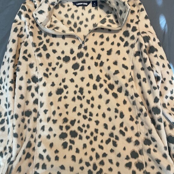 Lands End Leopard Print Zip Sweater - Picture 3 of 4